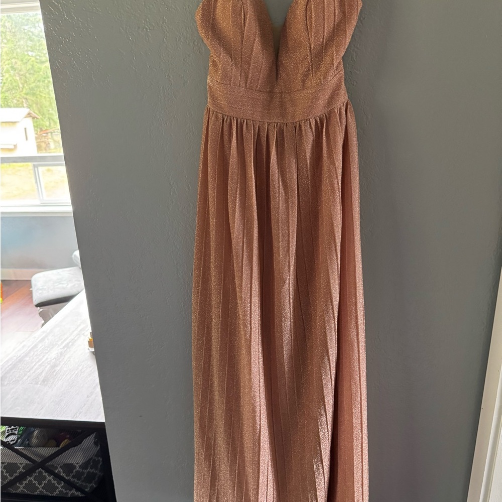 Elegant Pink Champagne Evening Gown